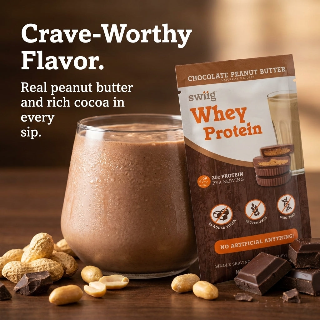 swiig Single Serve Whey Chocolate PB 10pk - swiig