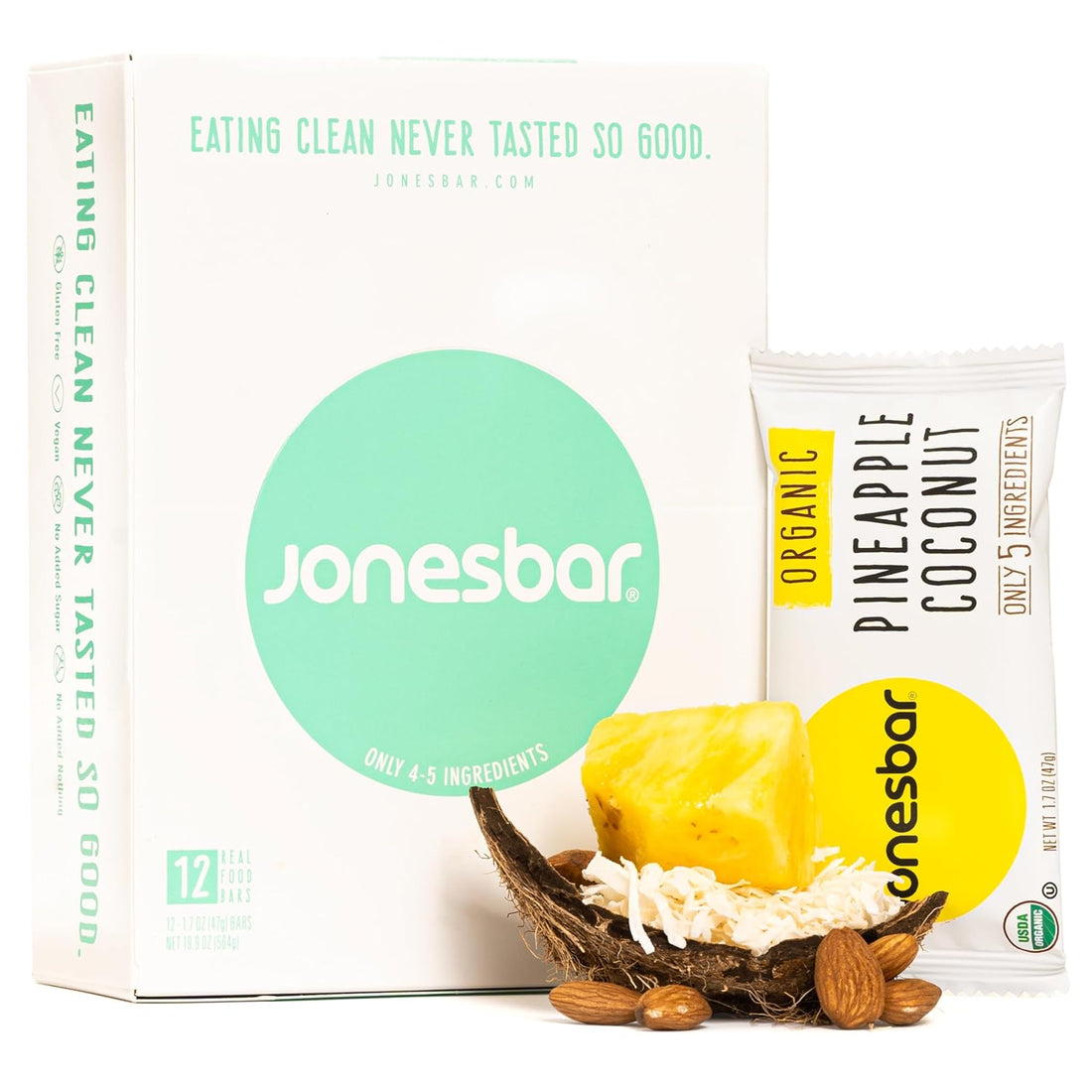Jones Bar Organic Pineapple & Coconut - 12ct - swiig