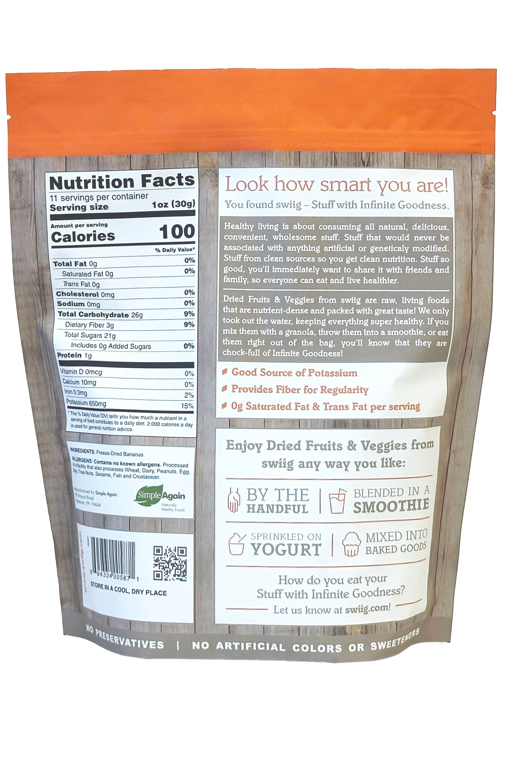 Freeze-Dried Bananas 12oz - swiig
