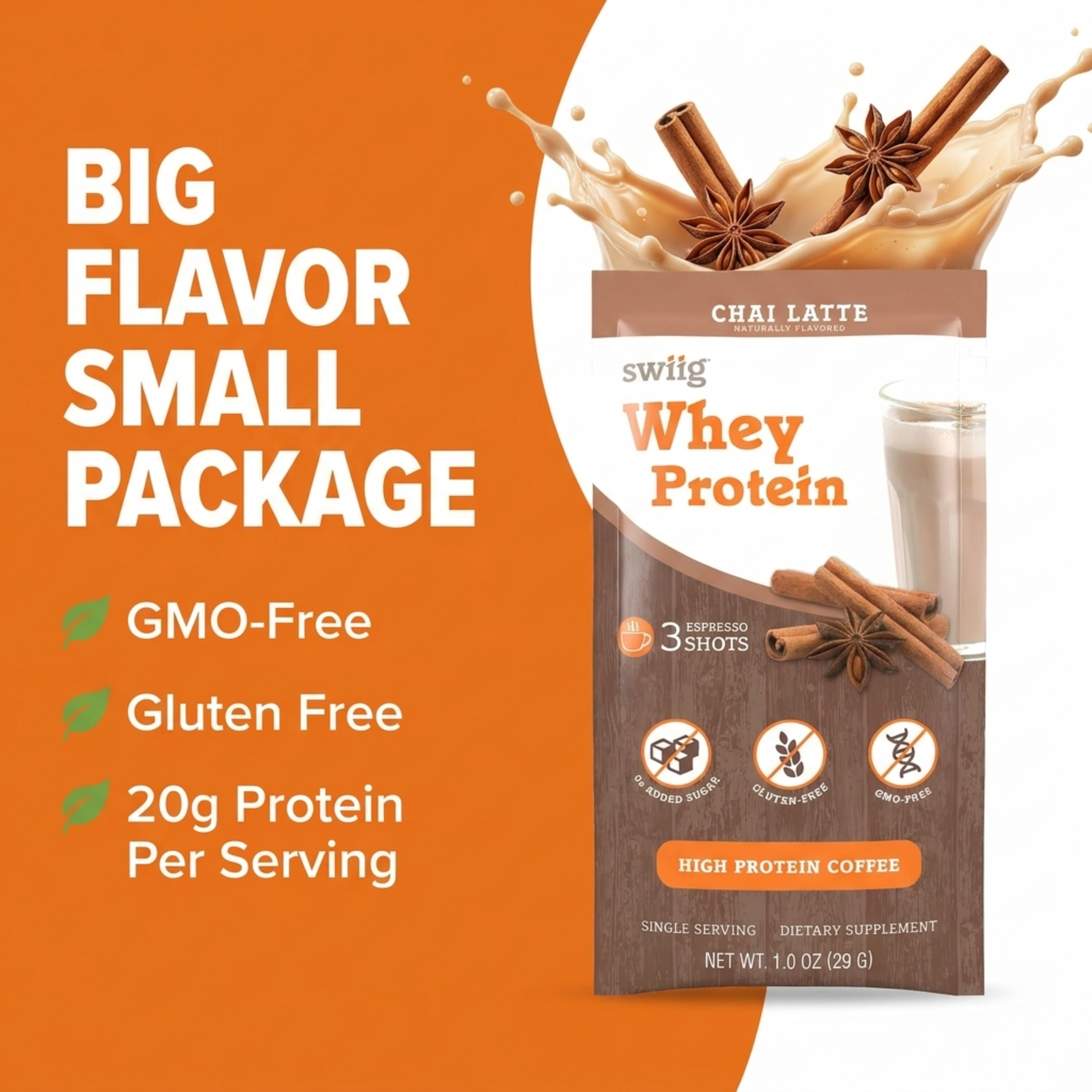 swiig Single Serve Whey Chai Latte 10pk