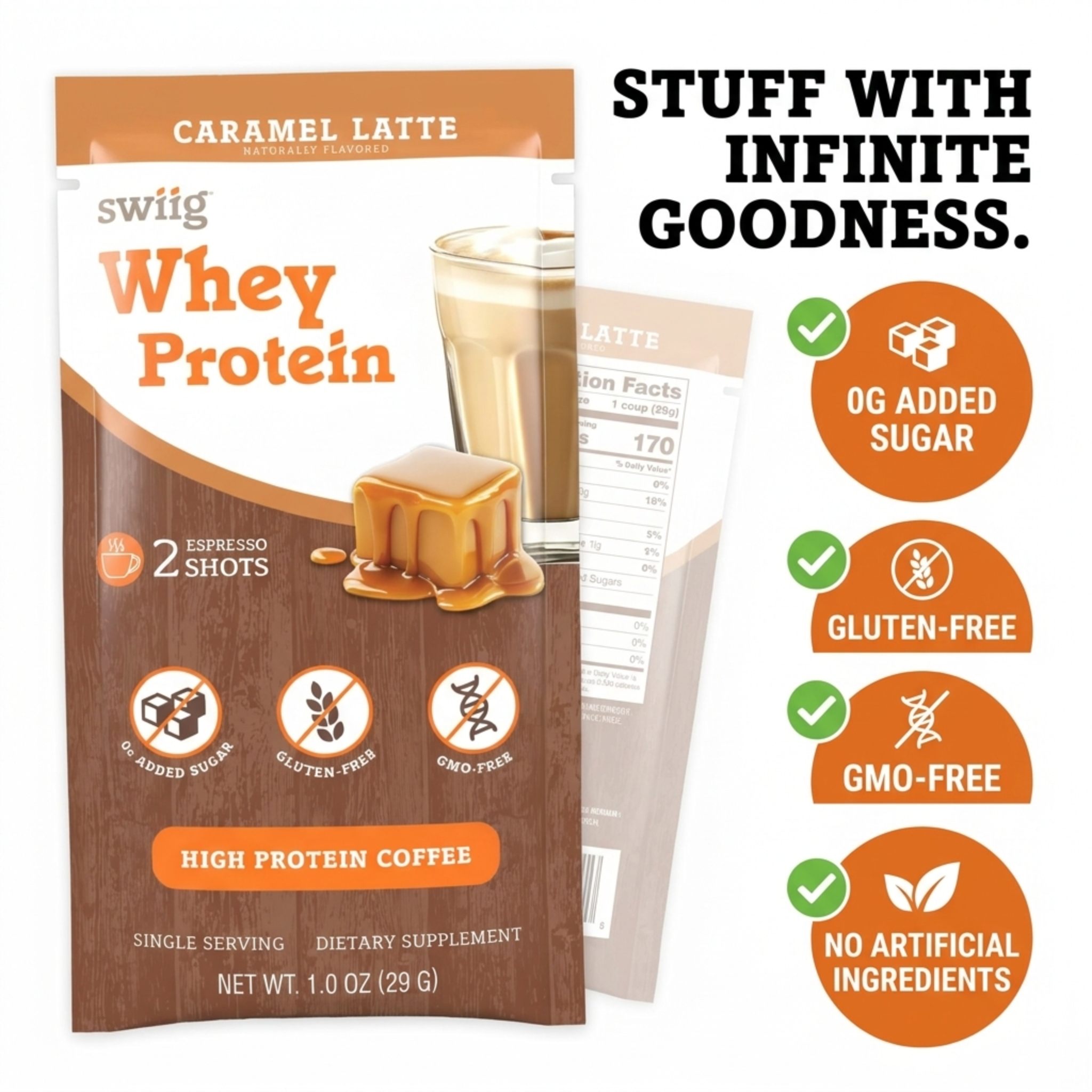 swiig Single Serve Whey Caramel Latte 10pk - swiig