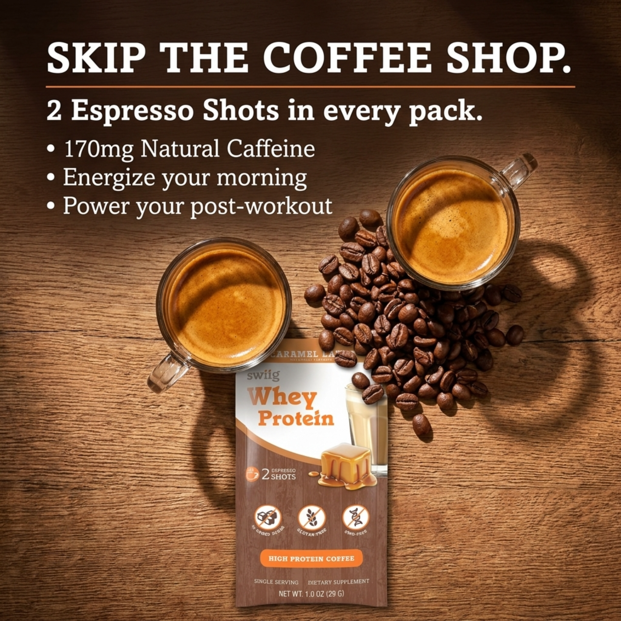 swiig Single Serve Whey Caramel Latte 10pk - swiig