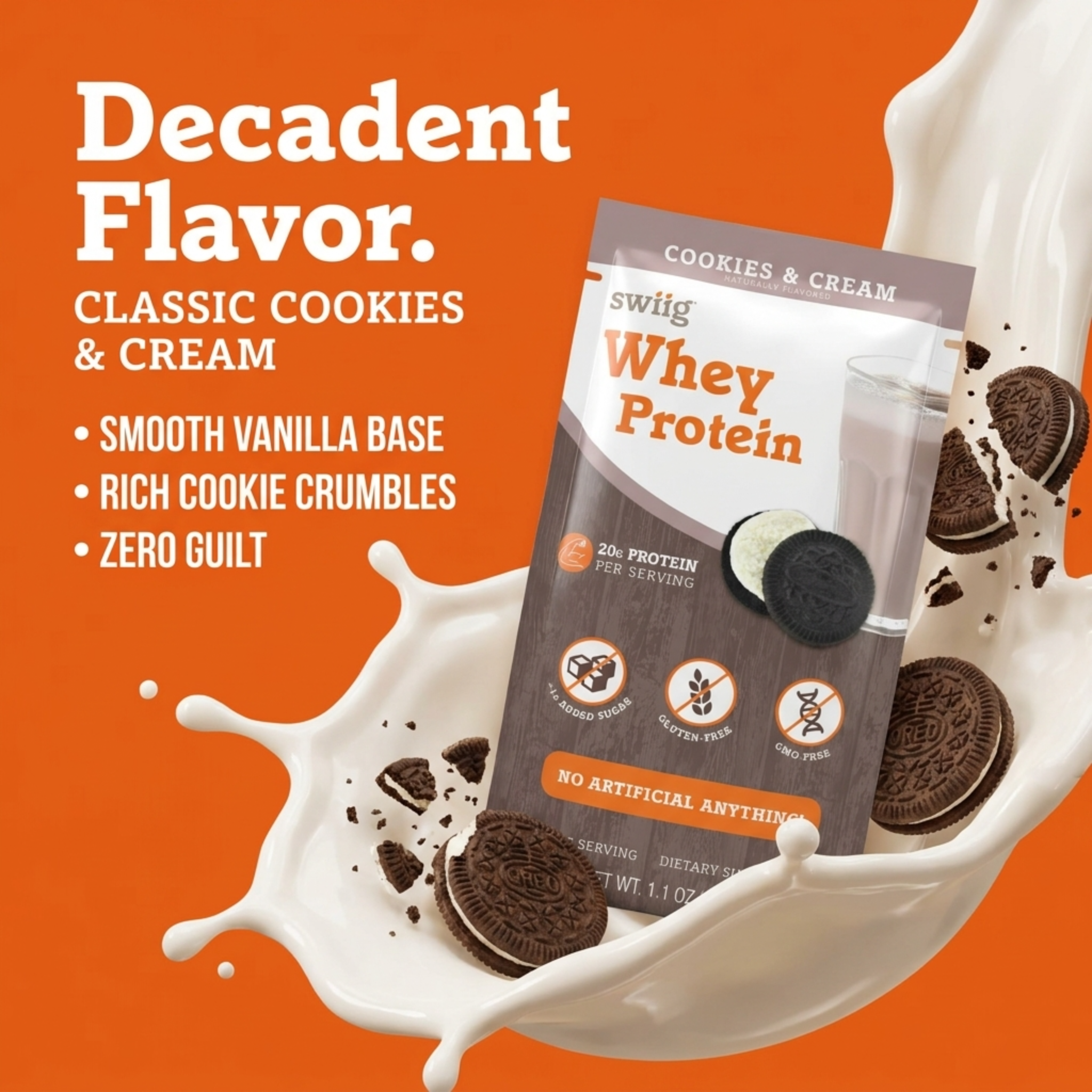 swiig Single Serve Whey Cookies & Cream 10pk - swiig