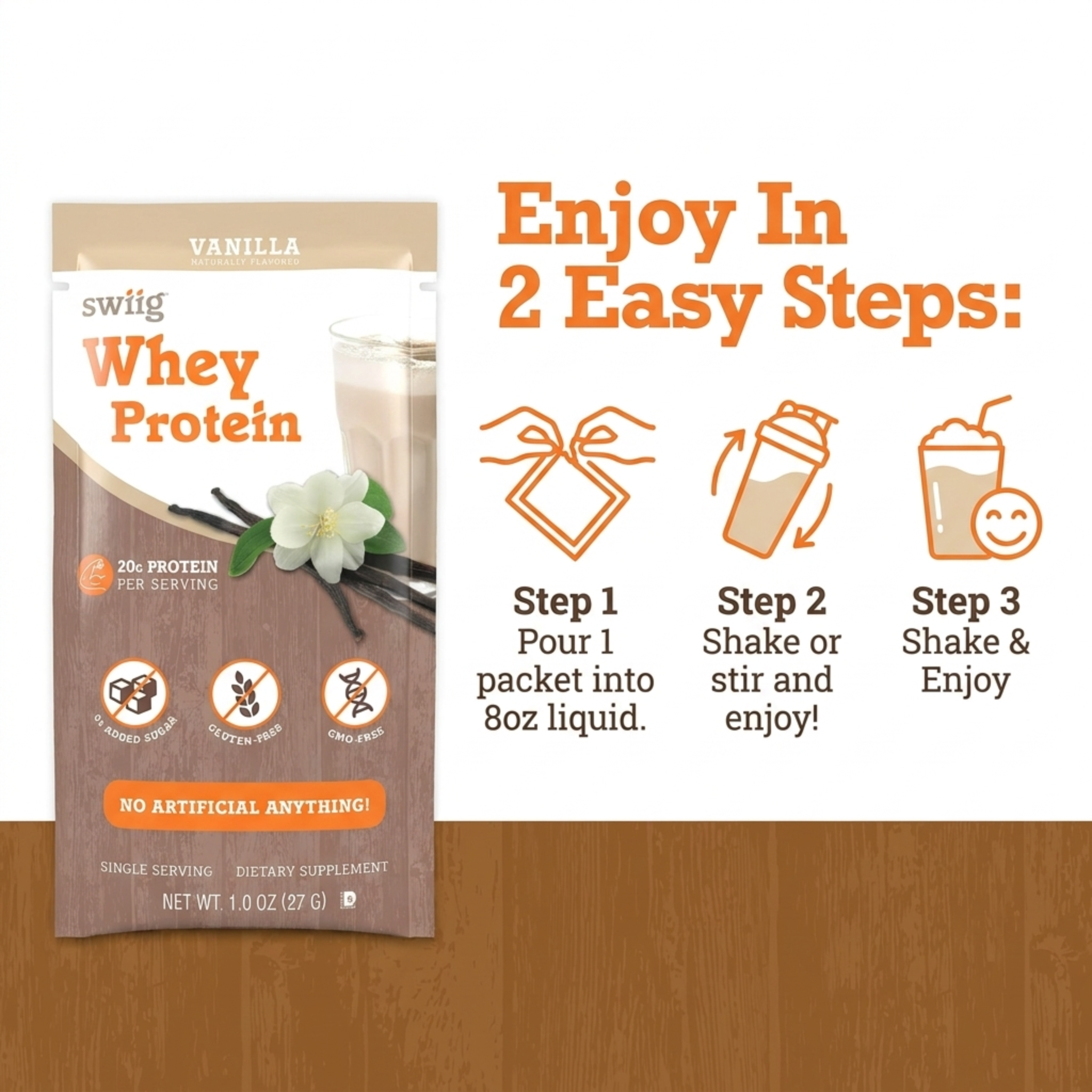 swiig Single Serve Whey Vanilla 10pk - swiig