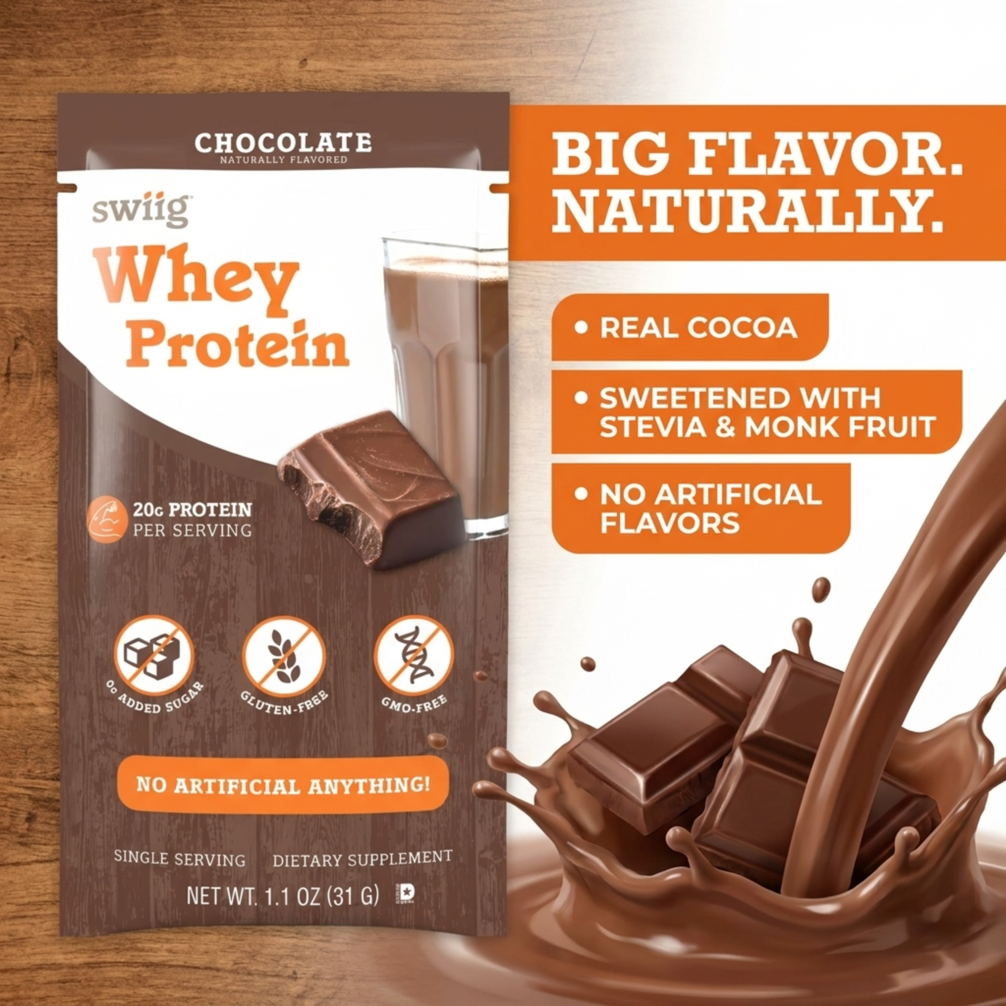 swiig Single Serve Whey Chocolate 10pk - swiig