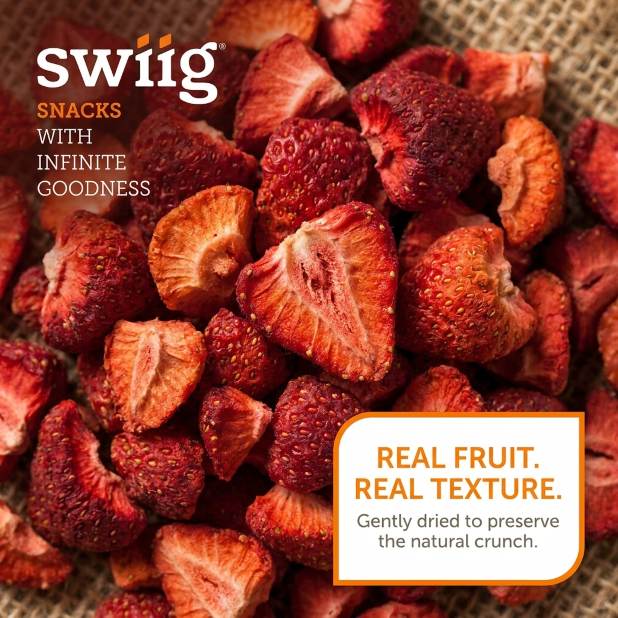 Freeze-Dried, Diced Strawberries 205g - swiig
