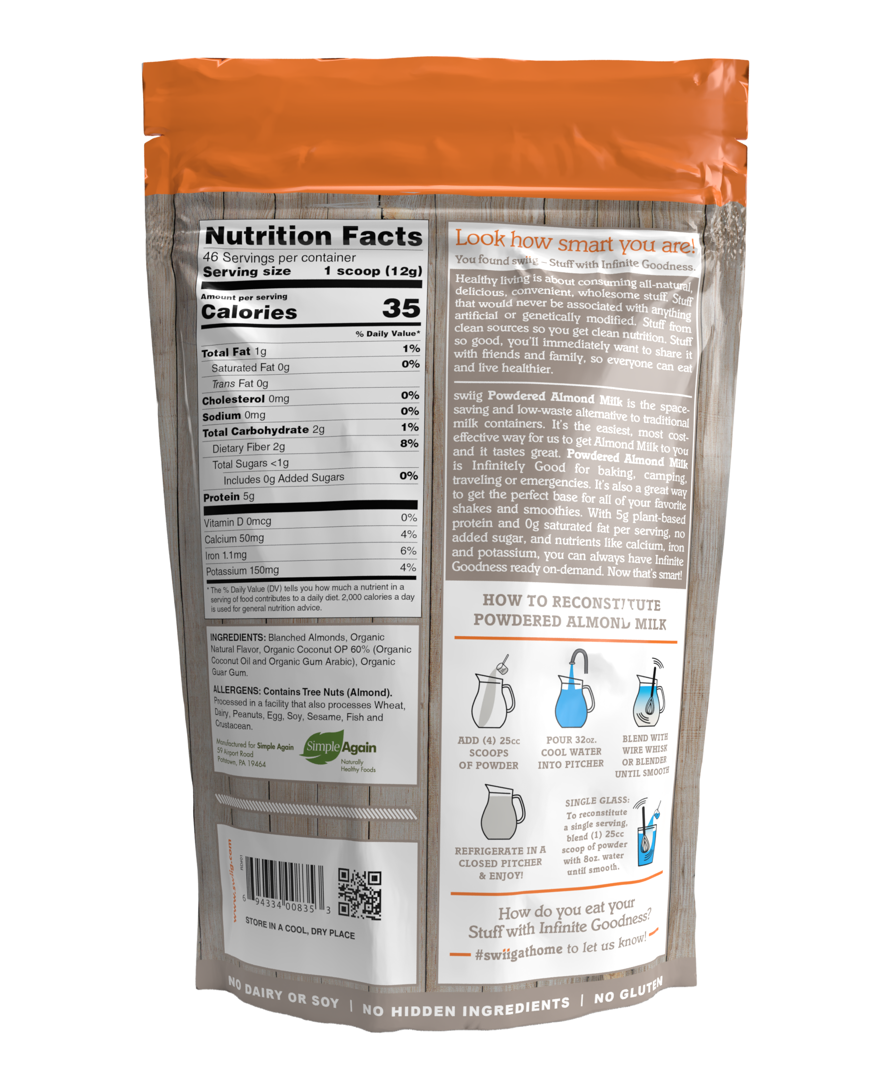 Almond milk powder bag