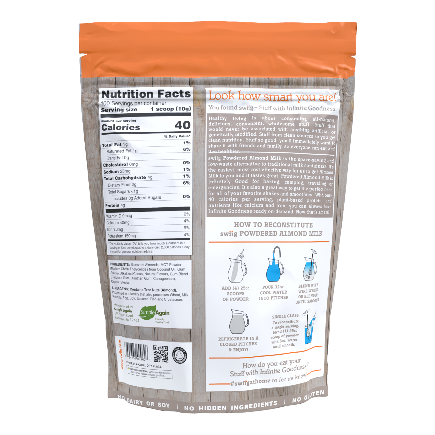 Powdered Chocolate Almond Milk - swiig