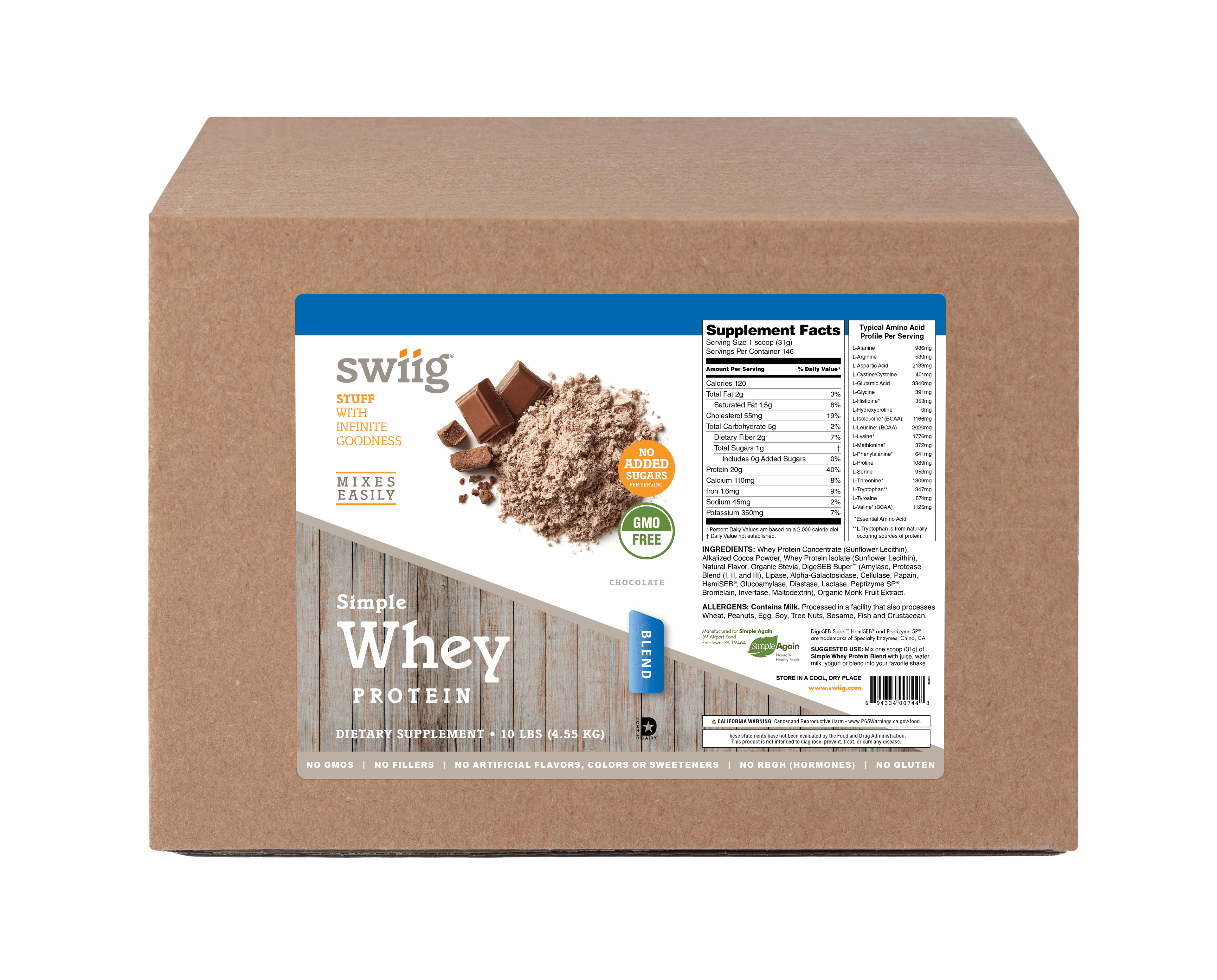 Simple Whey Chocolate Blend (No Sugar Added) - swiig