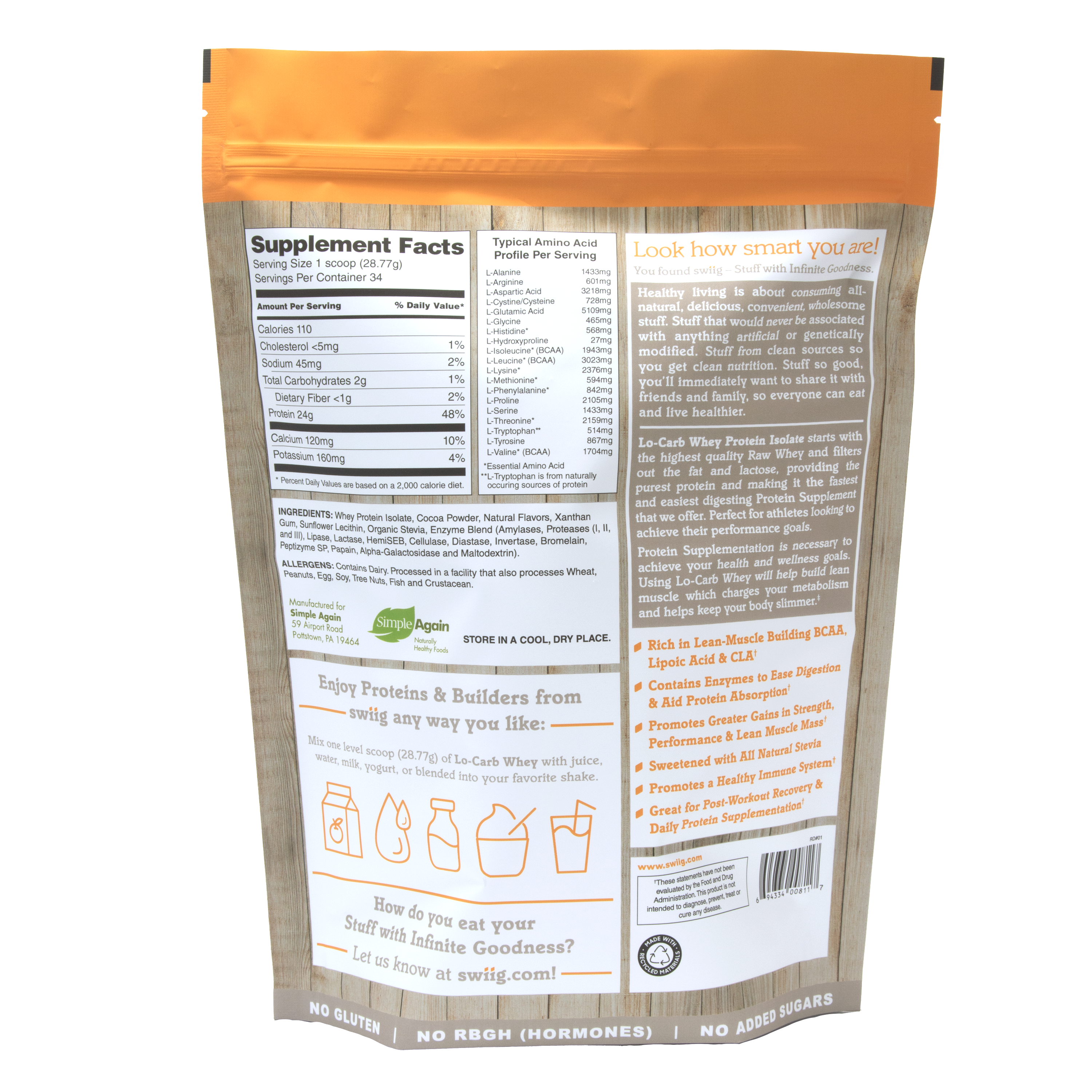 Chocolate Lo-Carb Whey Protein Isolate - swiig