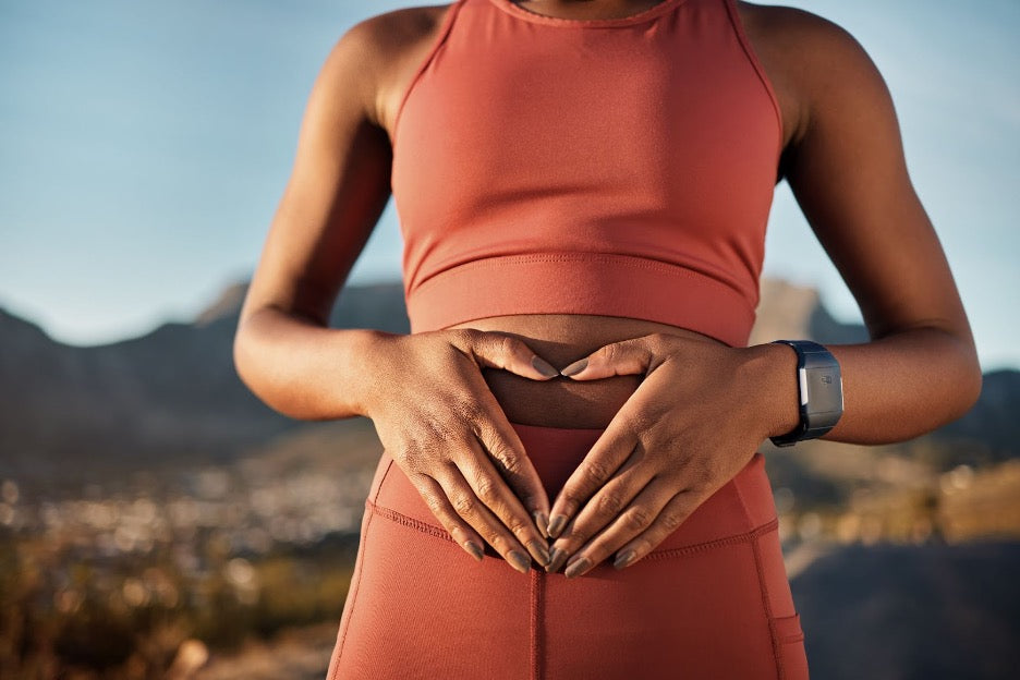 A person paying attention to their gut-brain connection.