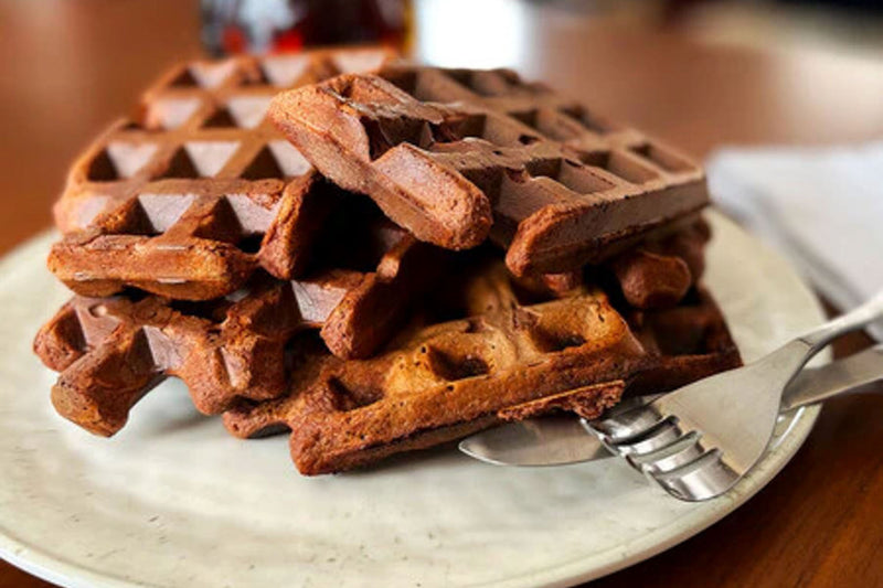 Chocolate Strawberry Protein Waffles