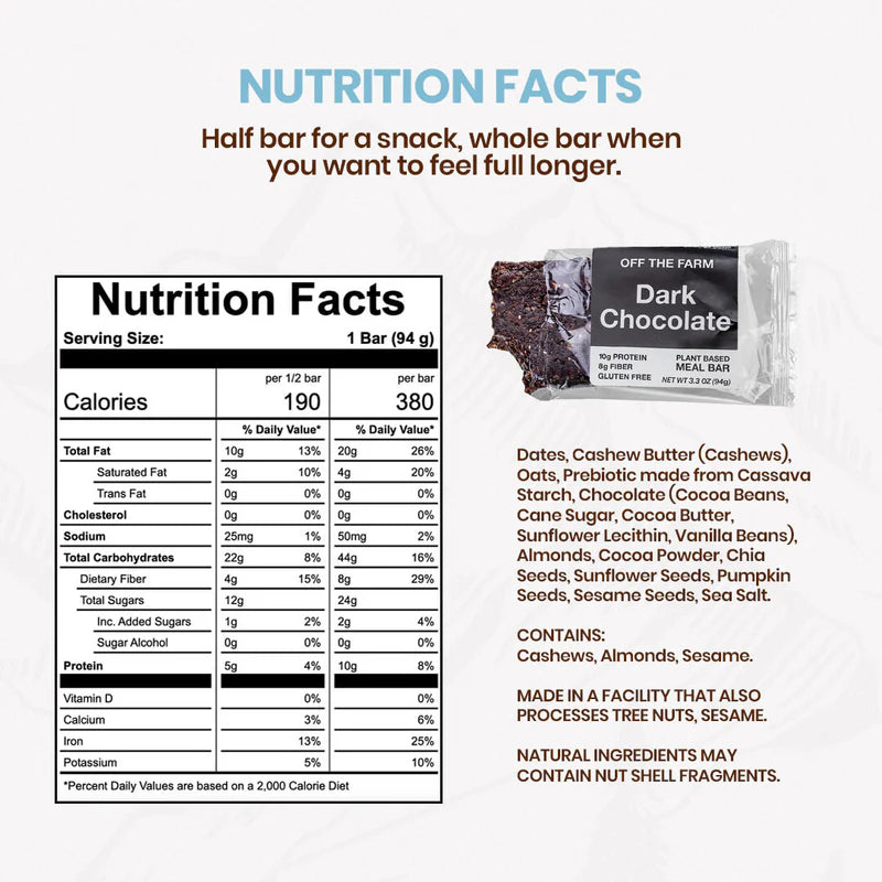 Off The Farm Dark Chocolate Meal Bar 12ct
