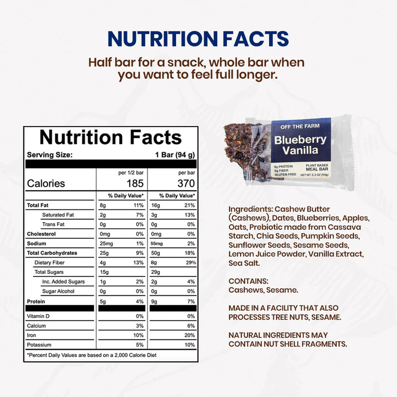 Off The Farm Blueberry Vanilla Meal Bar 12ct