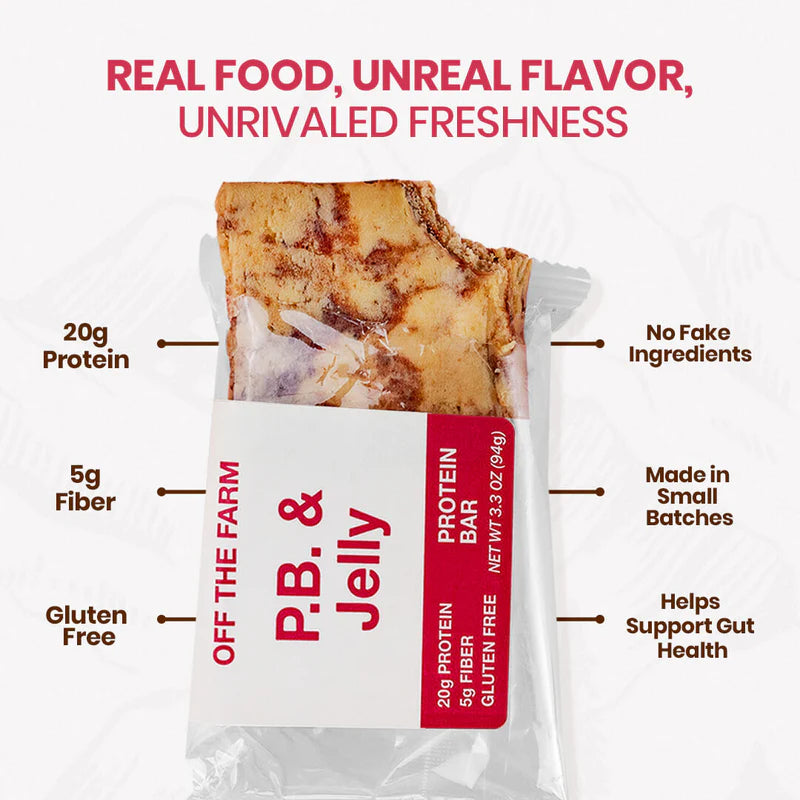 Off The Farm Peanut Butter &amp; Jelly Protein Bar 12ct