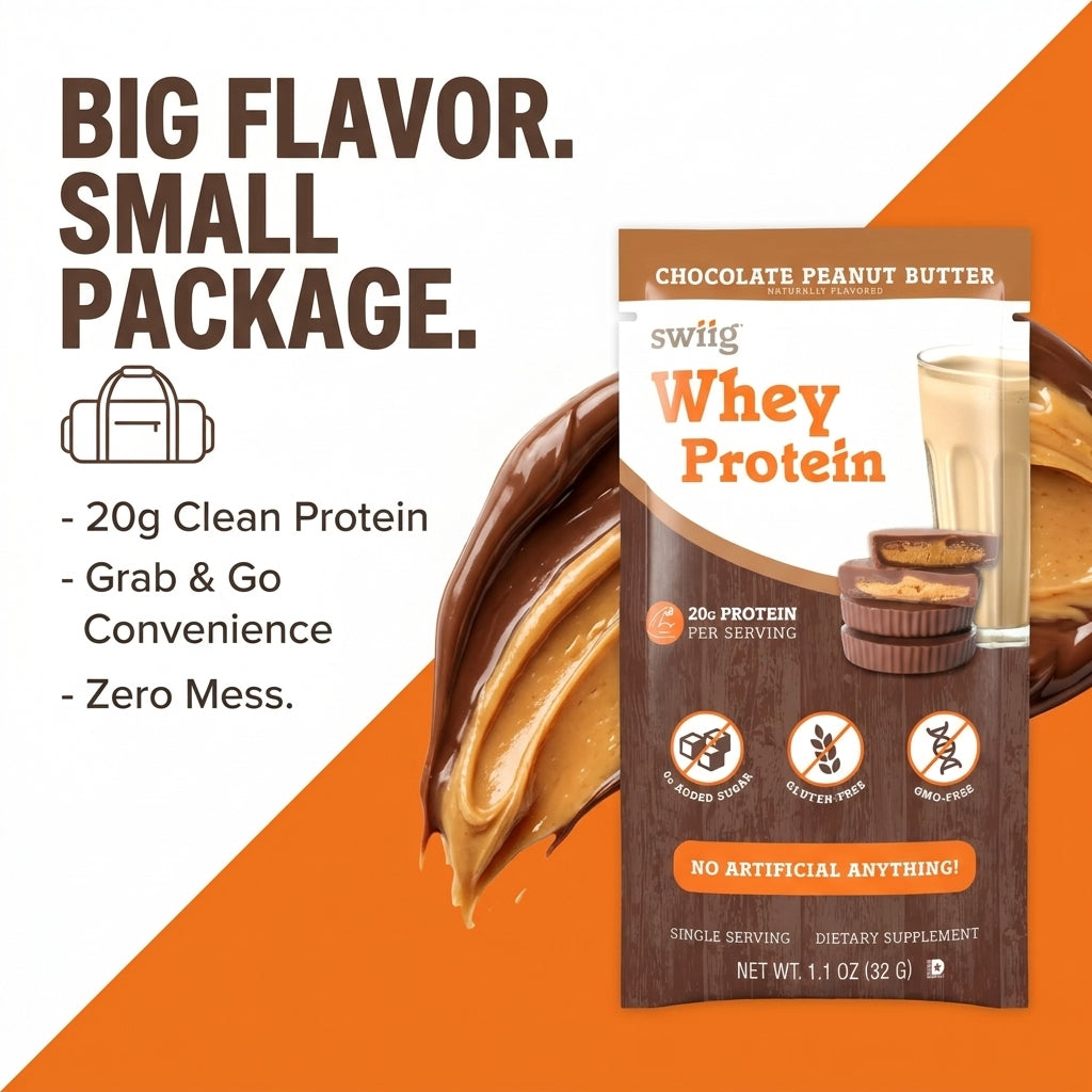 swiig Single Serve Whey Chocolate PB 10pk - swiig