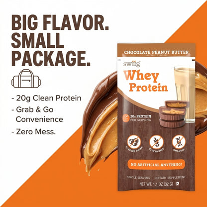 swiig Single Serve Whey Chocolate PB 10pk - swiig
