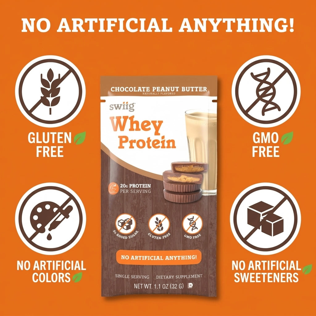swiig Single Serve Whey Chocolate PB 10pk - swiig