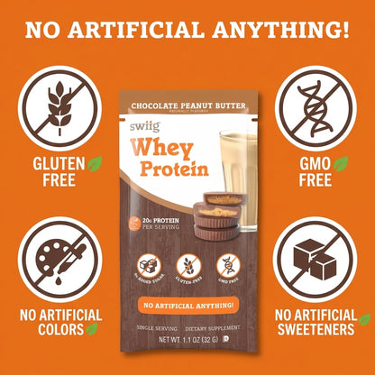 swiig Single Serve Whey Chocolate PB 10pk - swiig