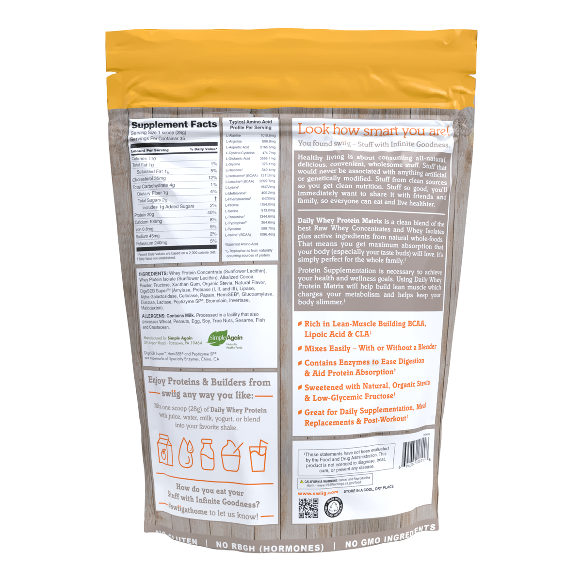 Chocolate Daily Whey Protein Matrix - swiig