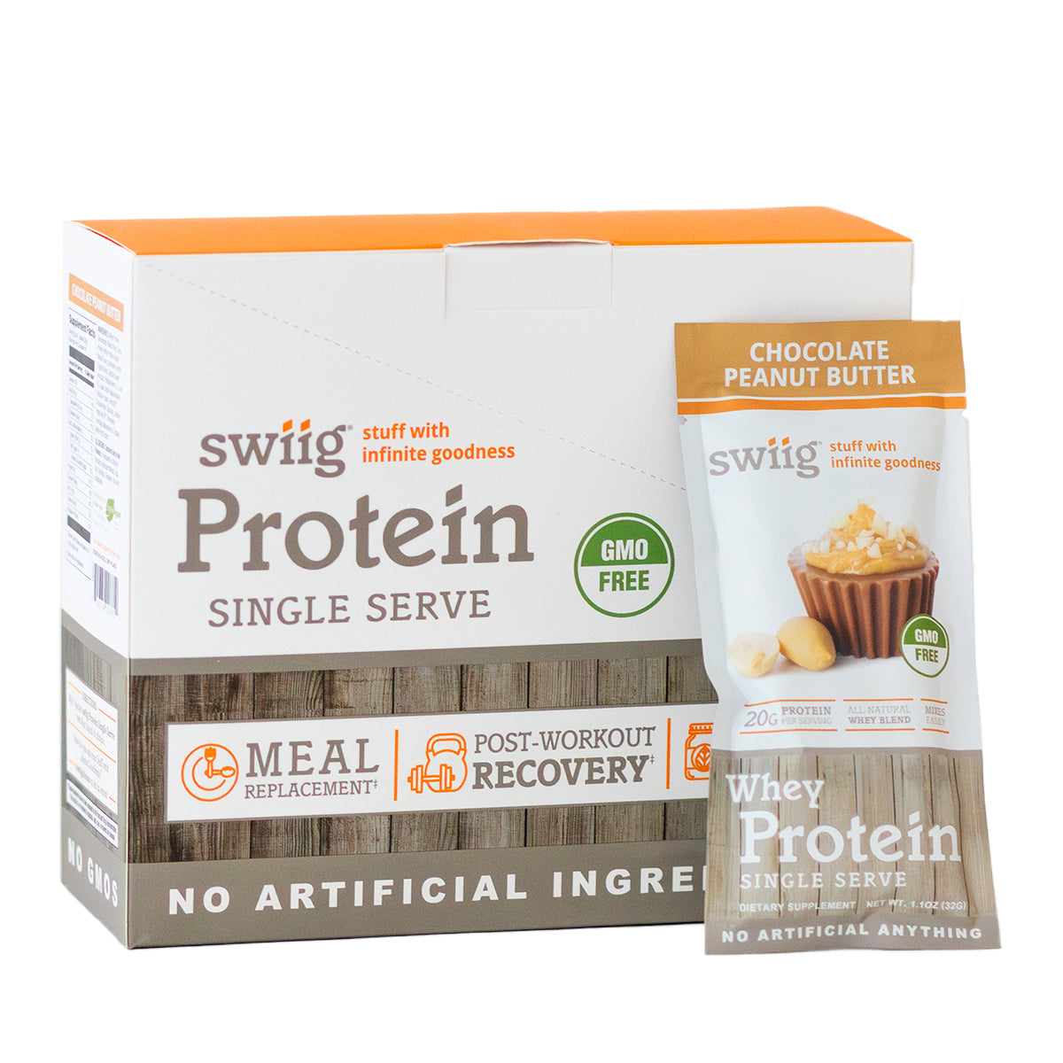 Chocolate Peanut Butter protein powder single serve packets