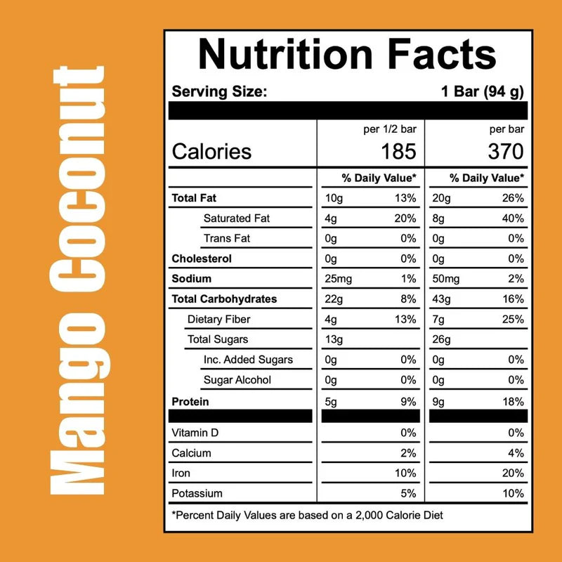 Off The Farm Mango Coconut Energy Bar 12ct