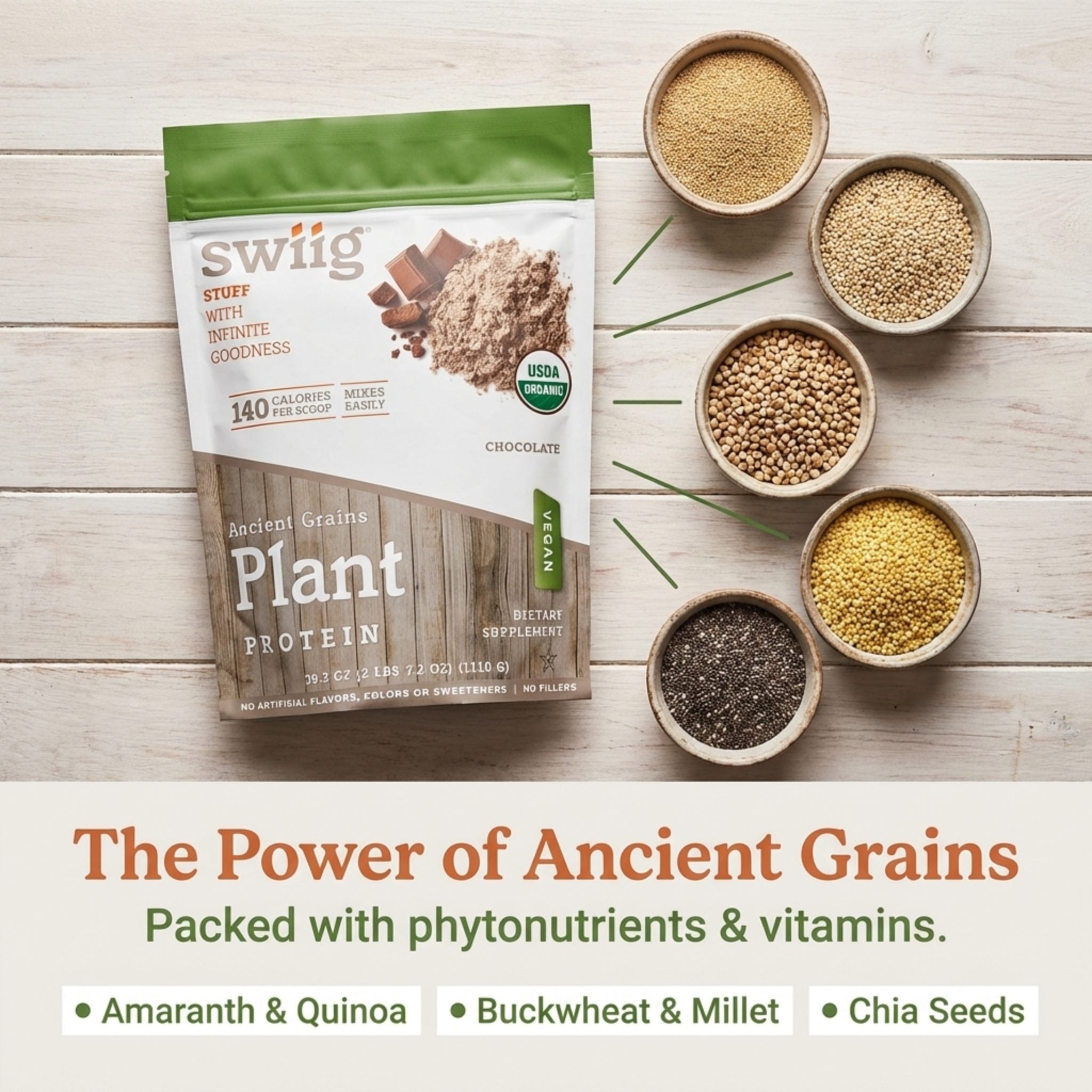 Organic Chocolate Ancient Grains Plant Protein