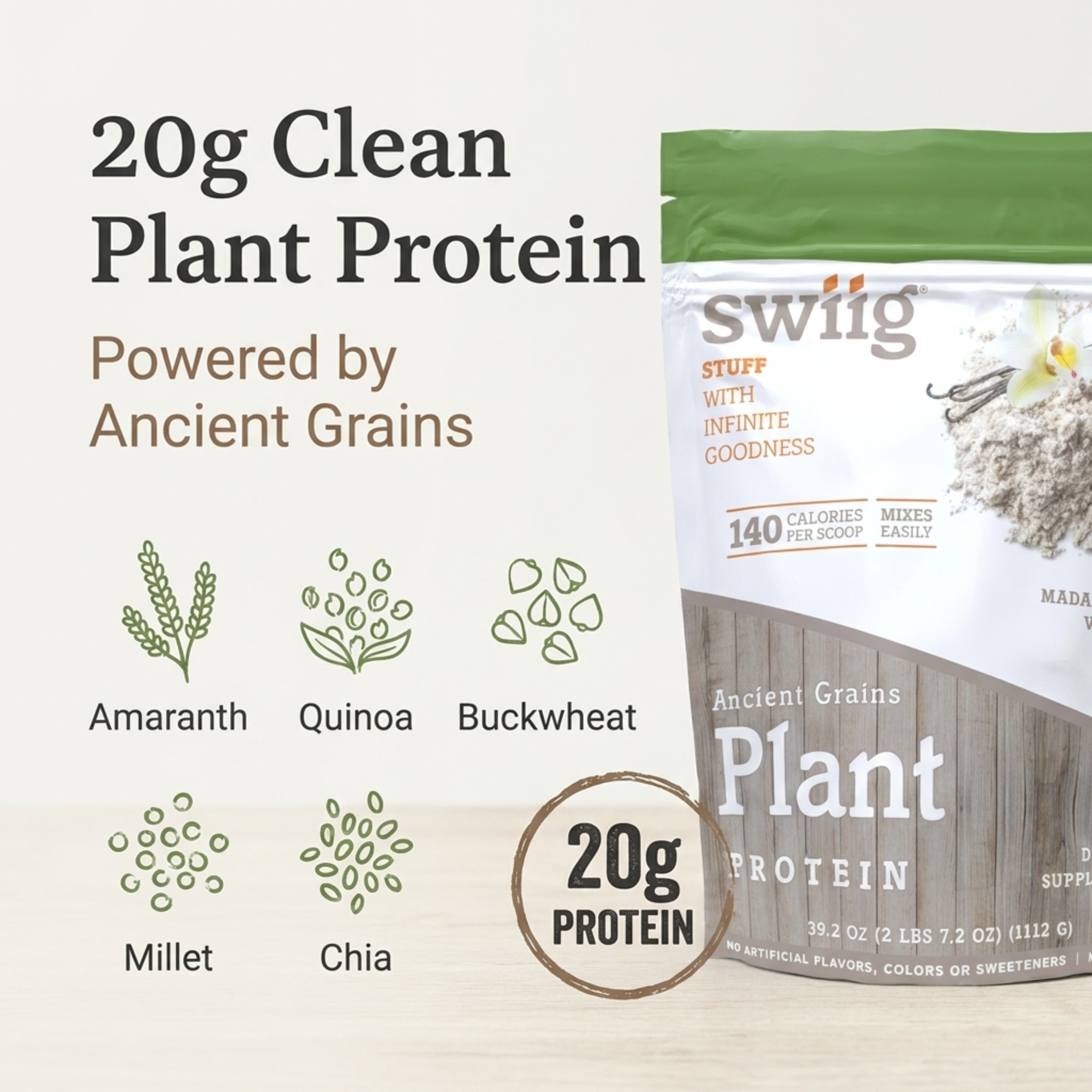 Organic Vanilla Ancient Grains Plant Protein - swiig