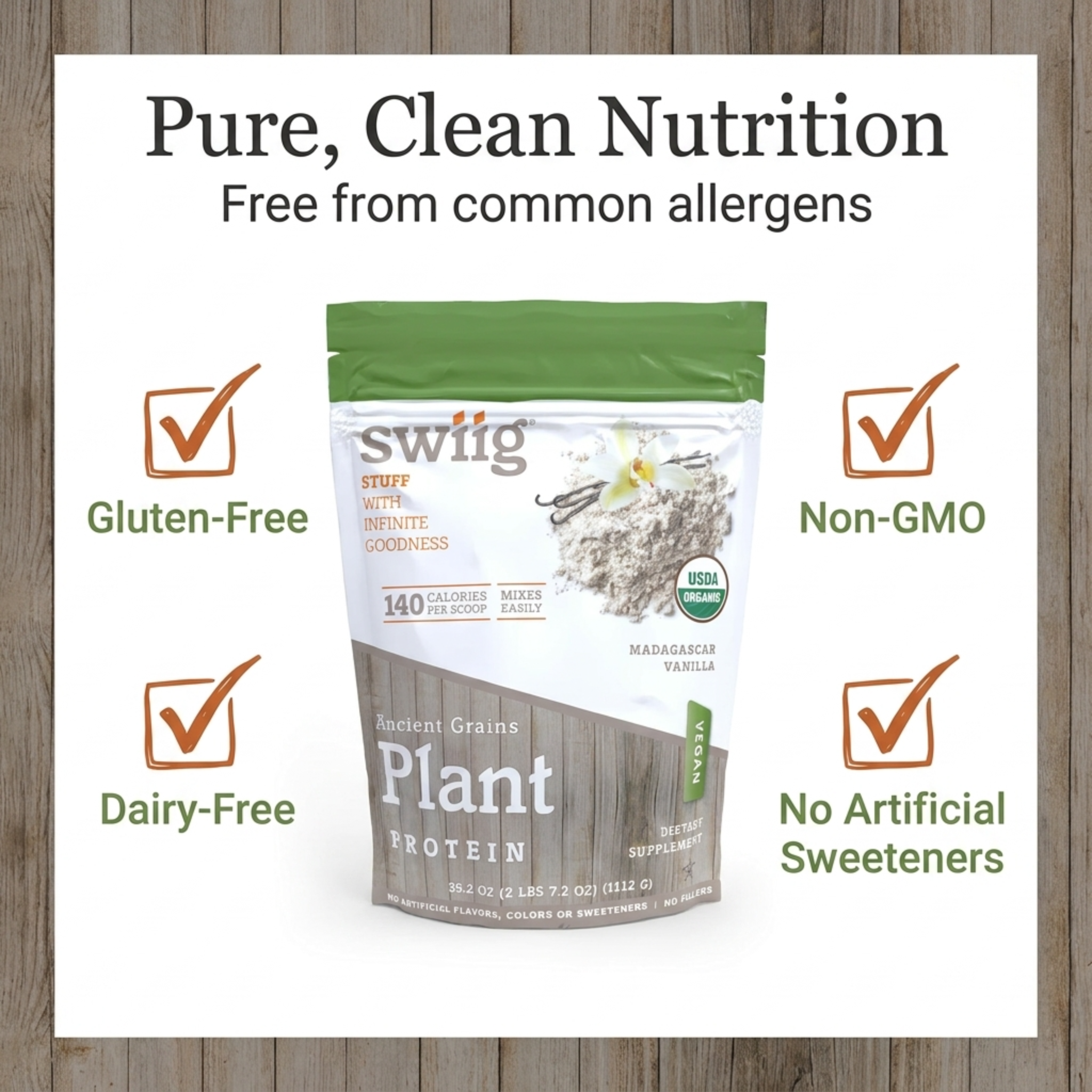 Organic Vanilla Ancient Grains Plant Protein - swiig