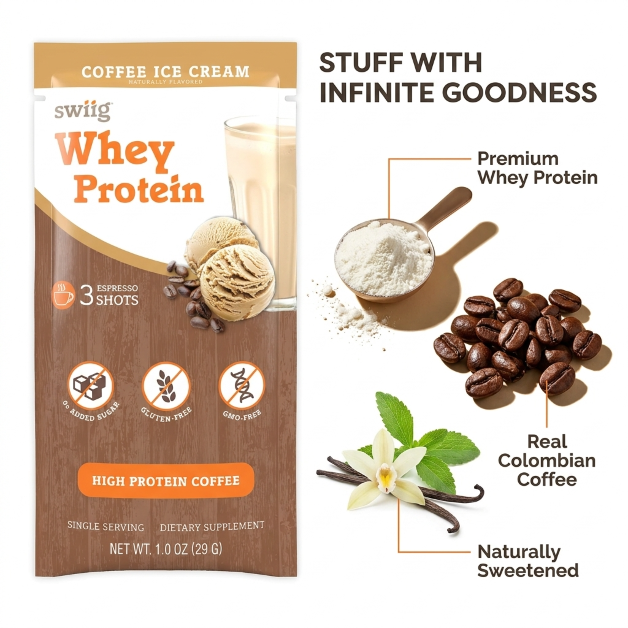 swiig Single Serve Coffee Ice Cream 10pk
