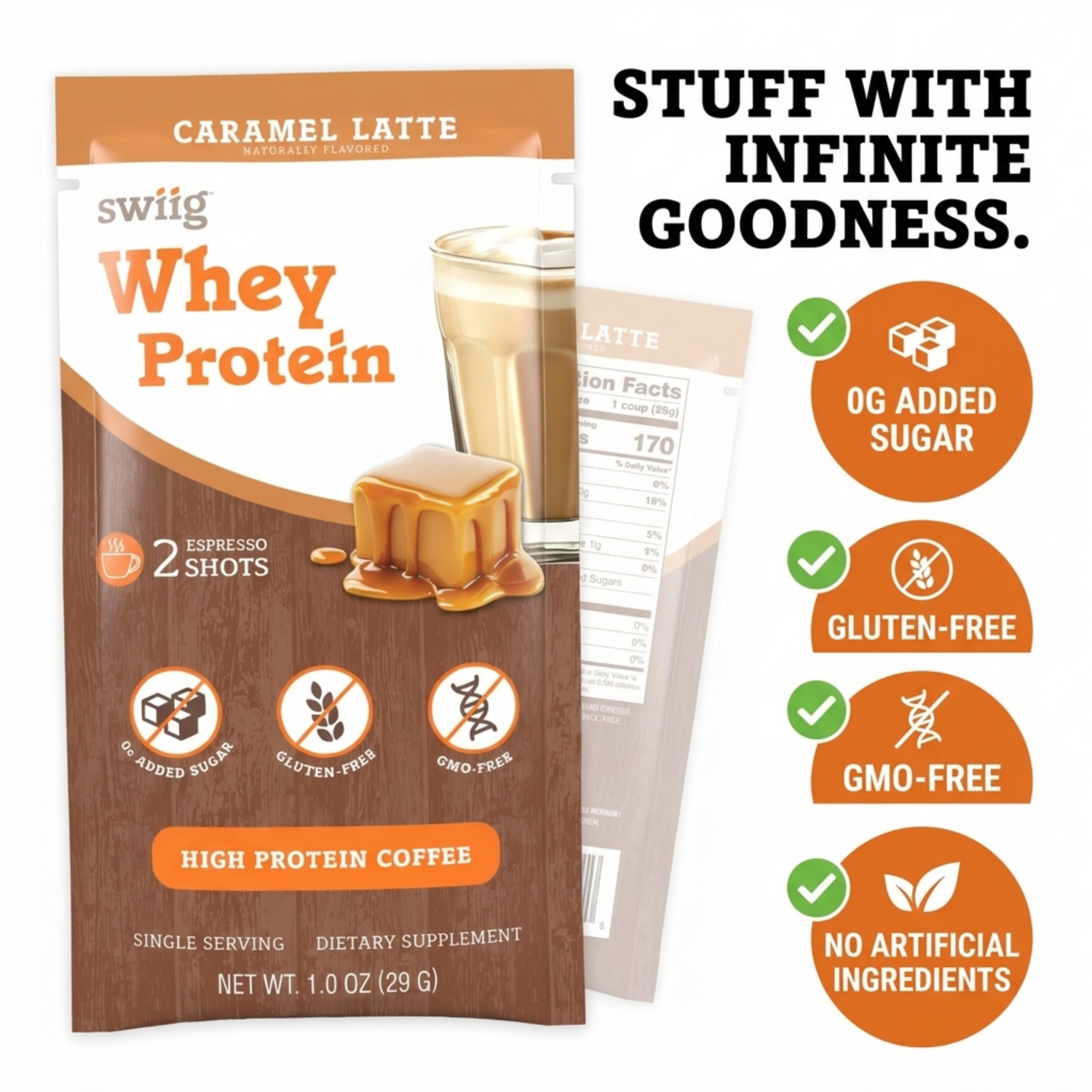 swiig Single Serve Whey Caramel Latte 10pk - swiig