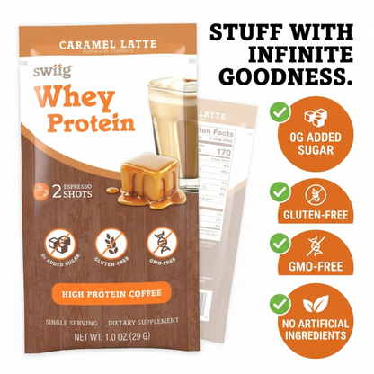 swiig Single Serve Whey Caramel Latte 10pk - swiig