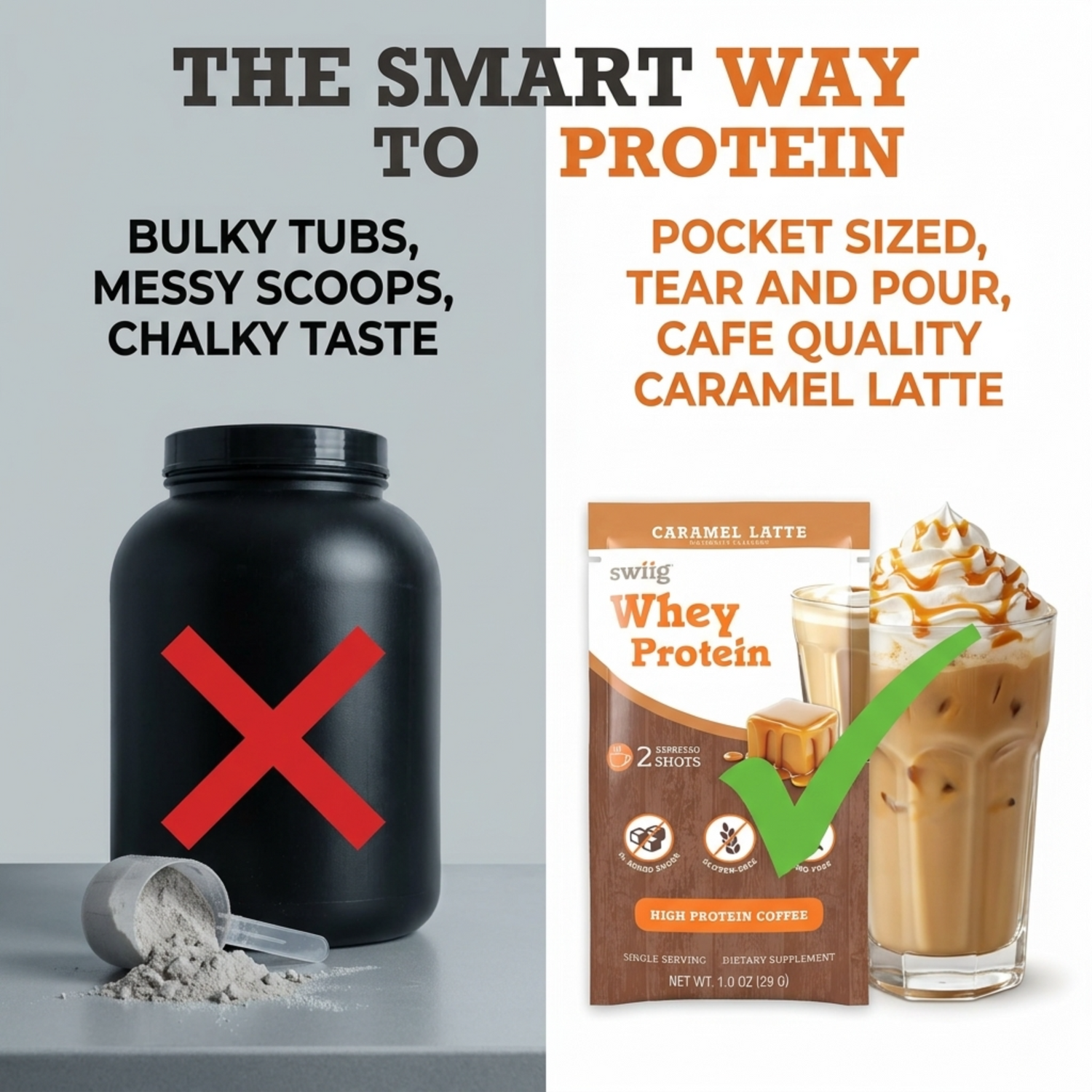 swiig Single Serve Whey Caramel Latte 10pk - swiig
