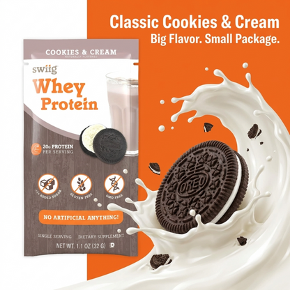 swiig Single Serve Whey Cookies &amp; Cream 10pk - swiig