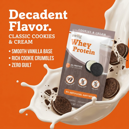 swiig Single Serve Whey Cookies &amp; Cream 10pk - swiig