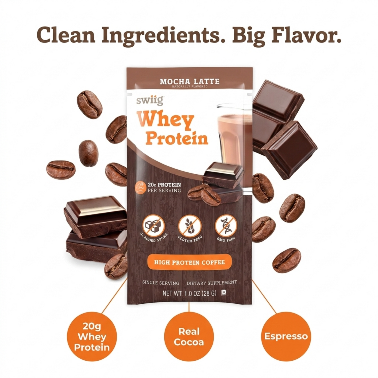 swiig Single Serve Whey Mocha Latte 10pk