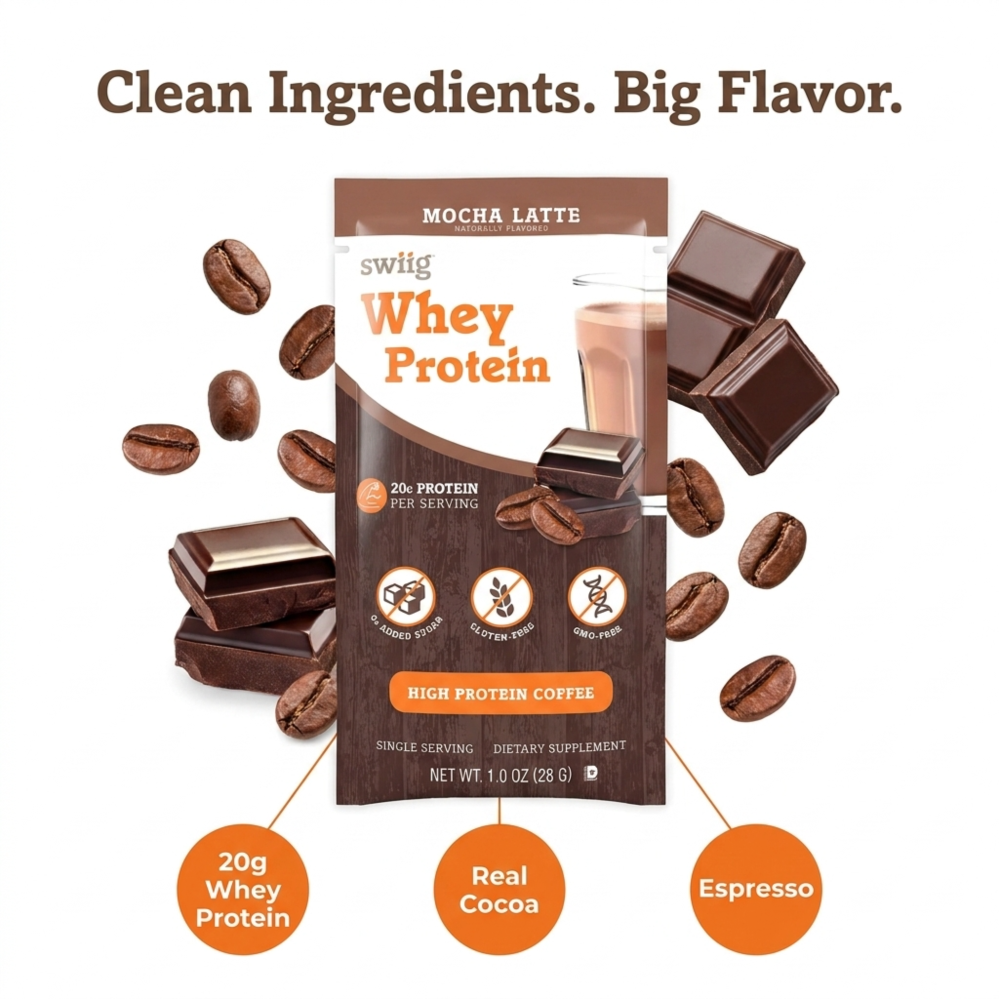 swiig Single Serve Whey Mocha Latte 10pk