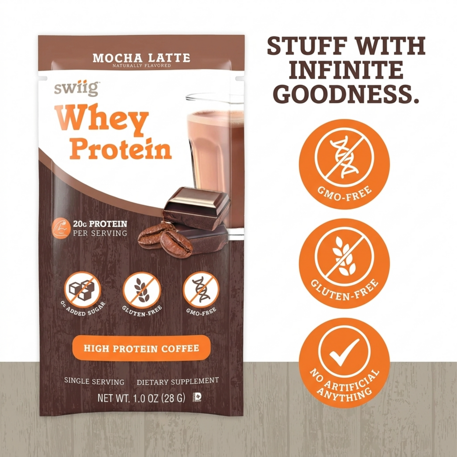 swiig Single Serve Whey Mocha Latte 10pk