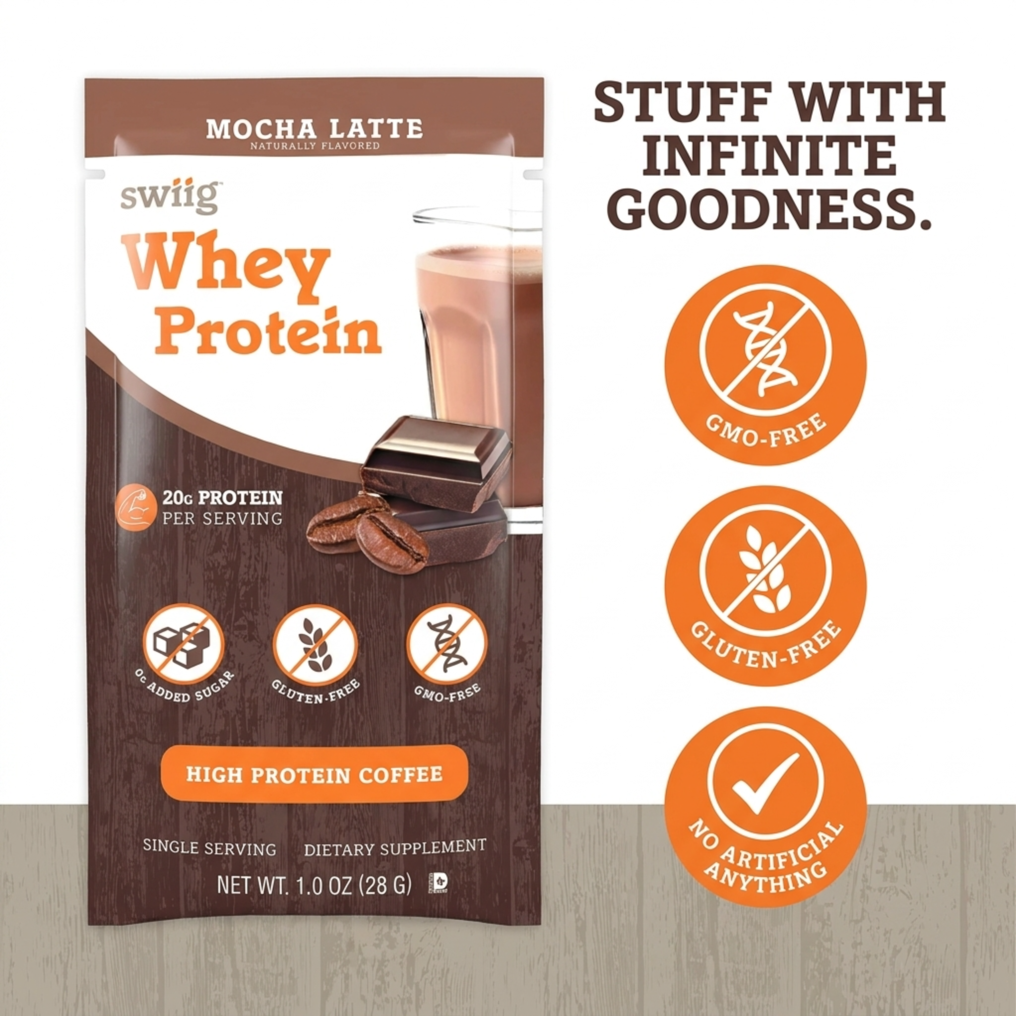 swiig Single Serve Whey Mocha Latte 10pk