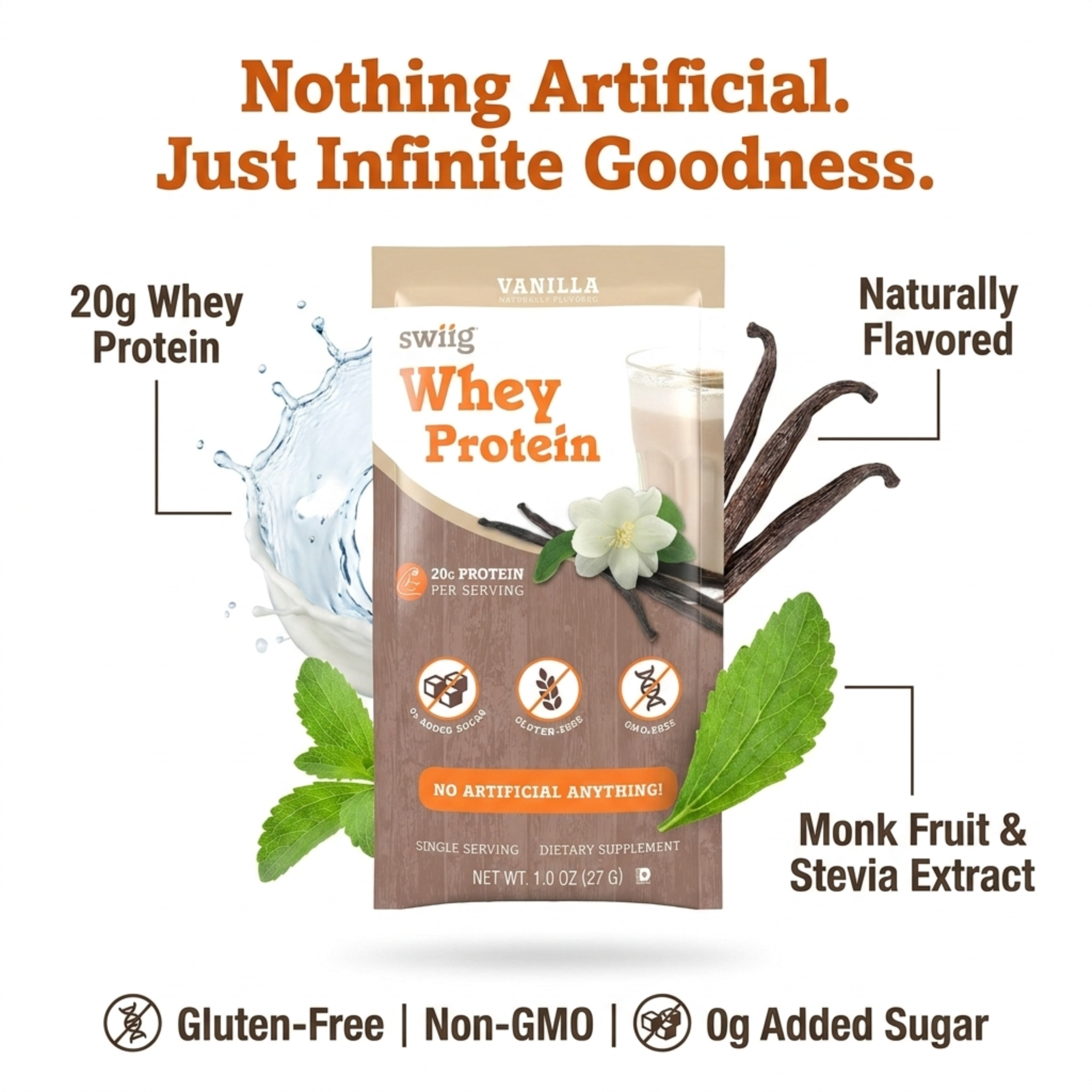 swiig Single Serve Whey Vanilla 10pk - swiig