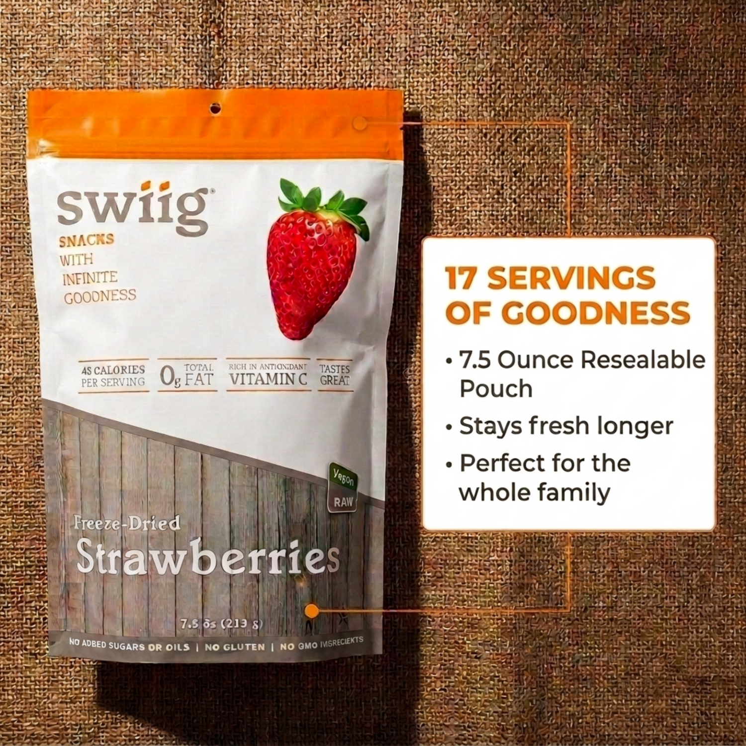 Freeze-Dried, Diced Strawberries 205g - swiig
