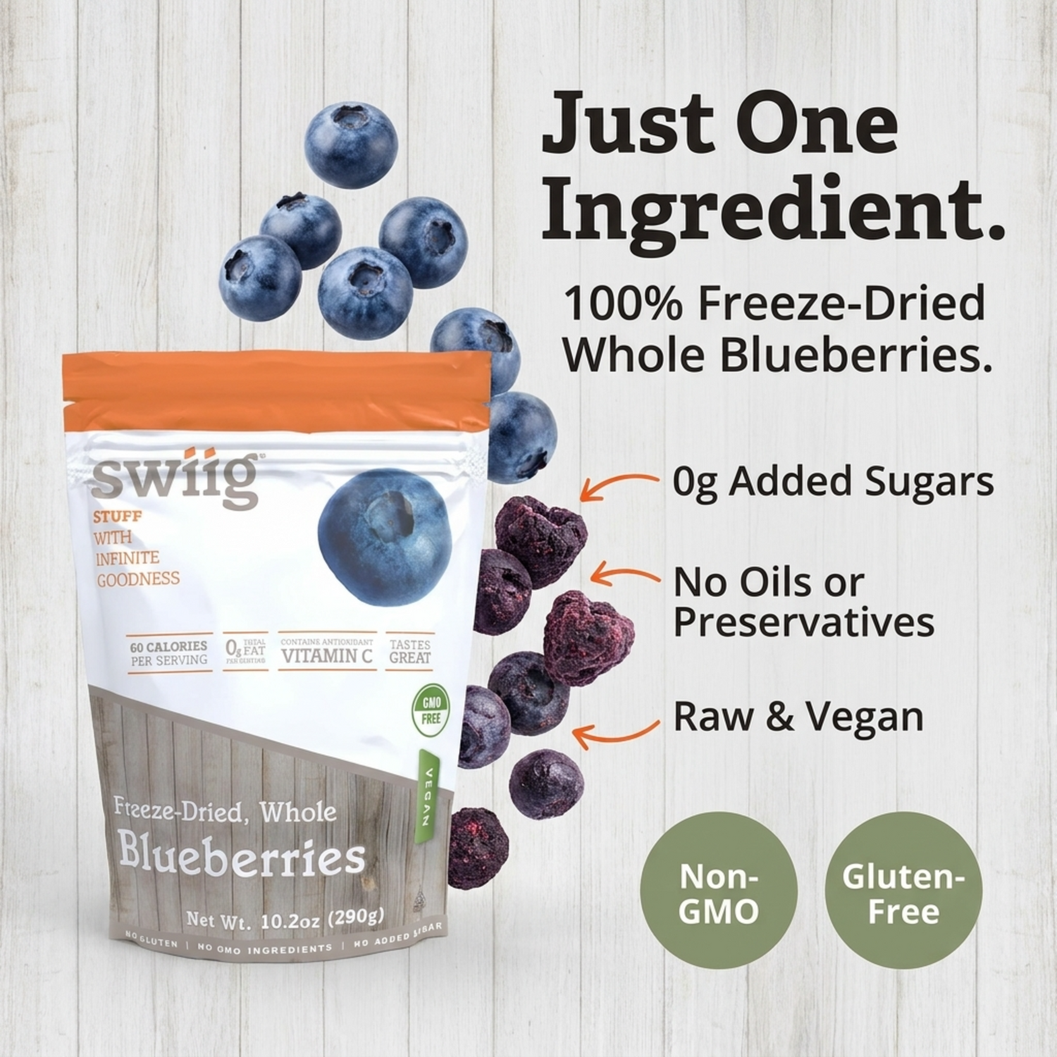 Freeze Dried Blueberries - 10.2oz bag - swiig