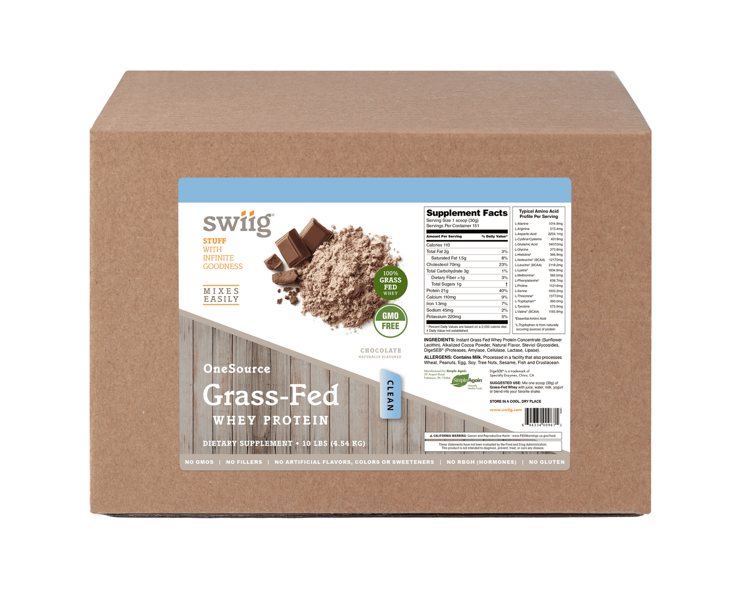 OneSource Grass Fed Whey Chocolate 10lb - swiig