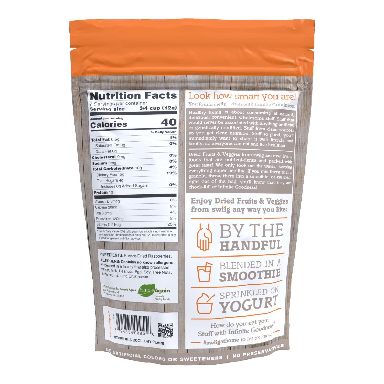 Freeze Dried Raspberries - 2.75oz bag