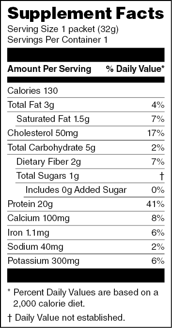 Chocolate Peanut Butter Single Serve Protein supplement facts