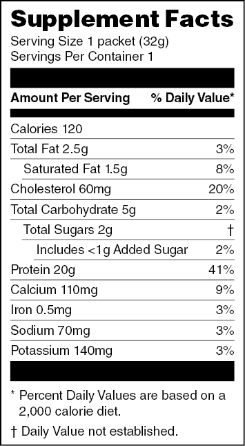 Cookies and Cream Single Serve Protein supplement facts