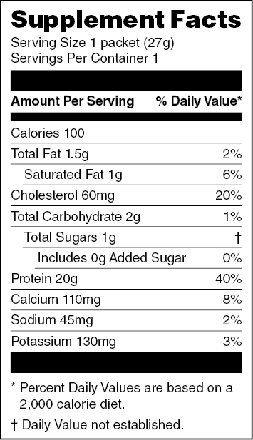 Vanilla Single Serve Protein supplement facts